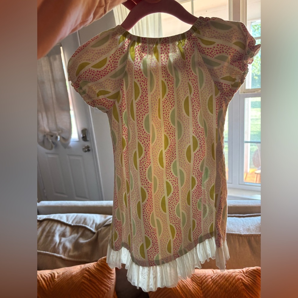 Colorful Patterned Dress with Ruffle Hem